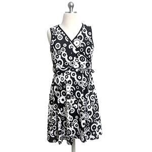 Blink Wear Black White Geometric Wrap Dress Girls Size 12 NWOT Made in USA